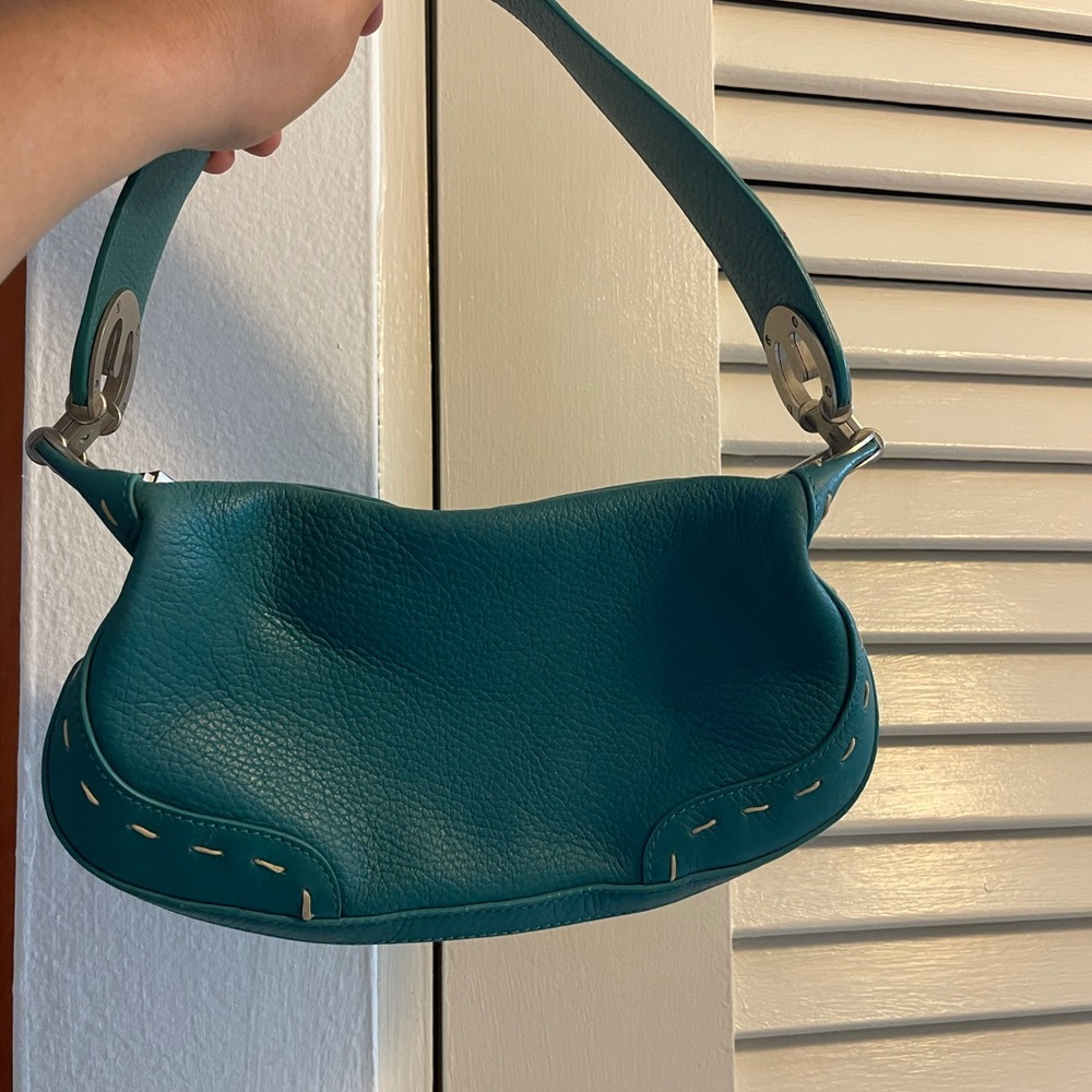 Escada Authentic Leather Turquoise/Teal Purse - image 4
